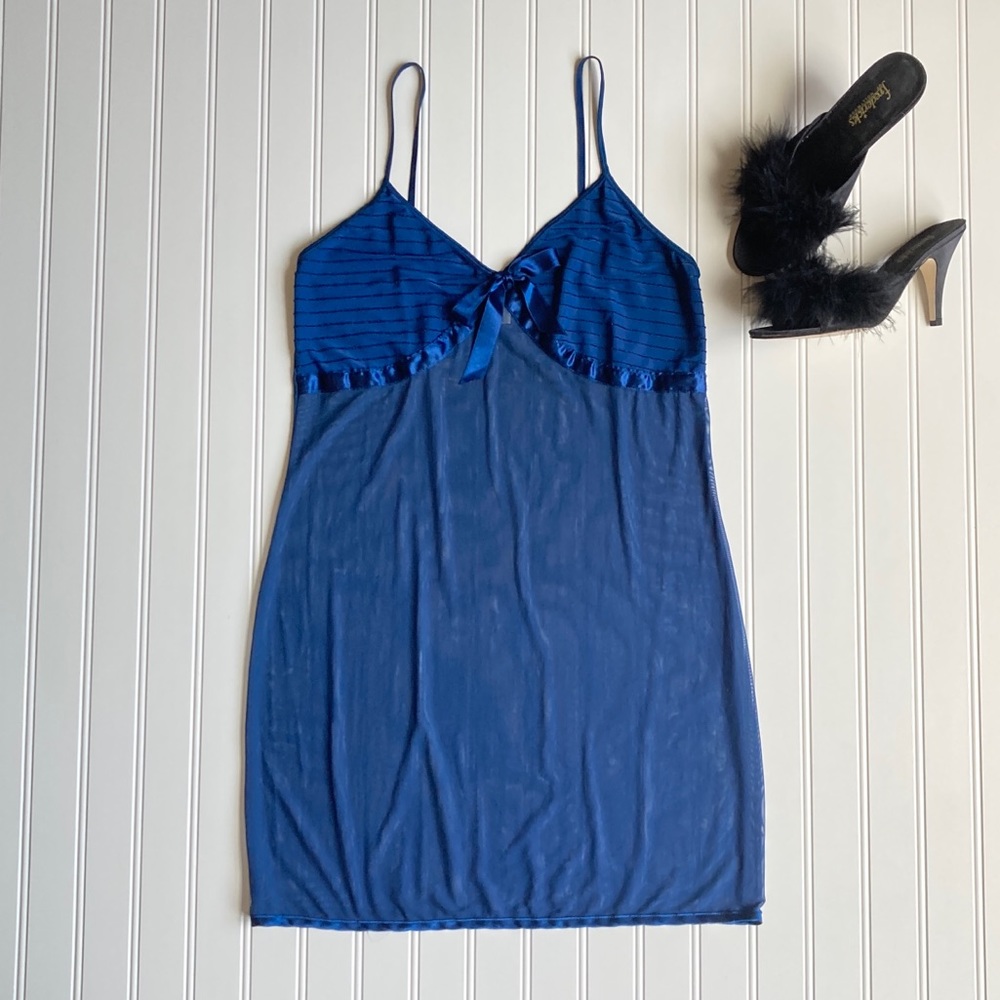 Blue Lingerie Slip Dress